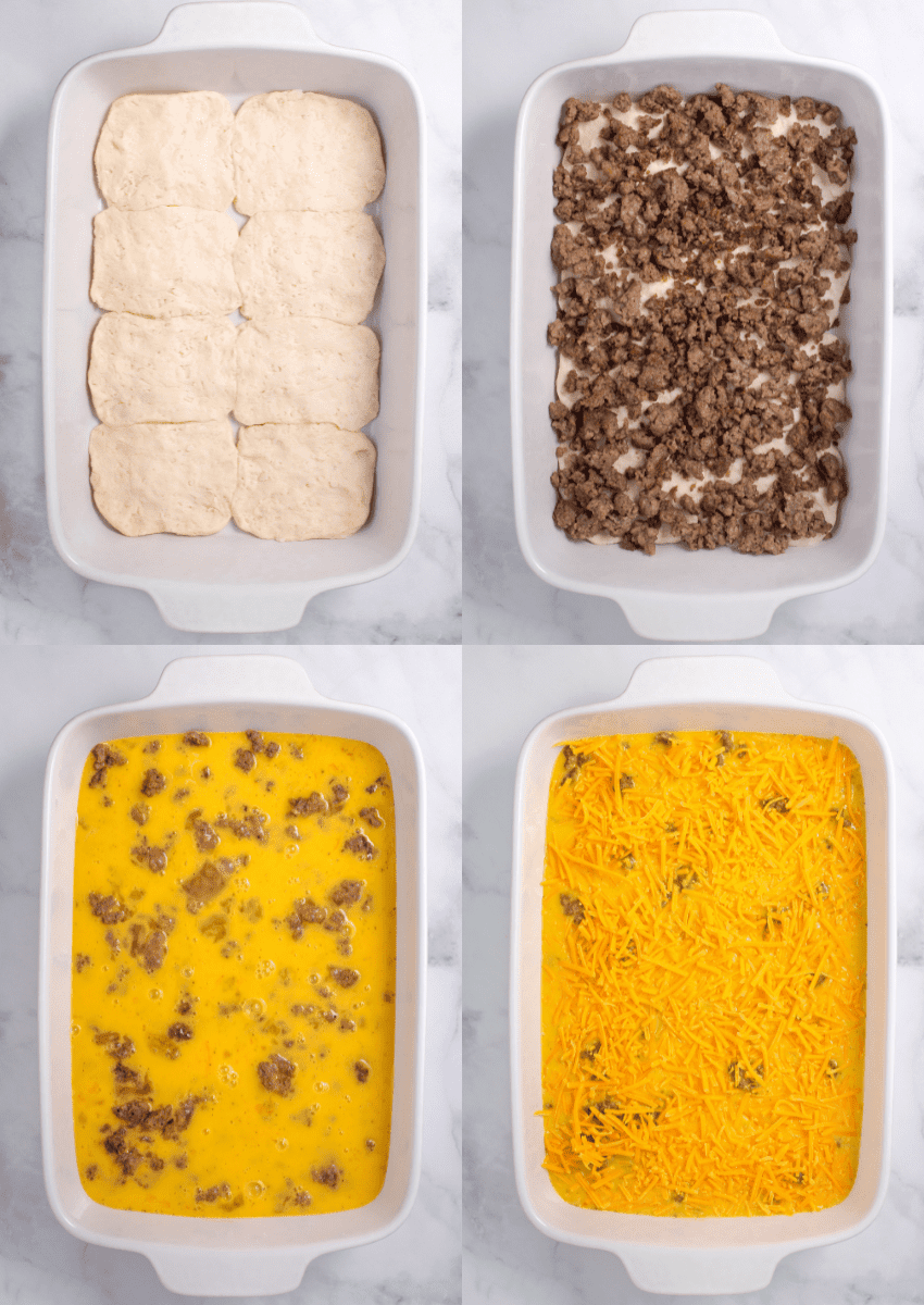 steps to make breakfast casserole with biscuits