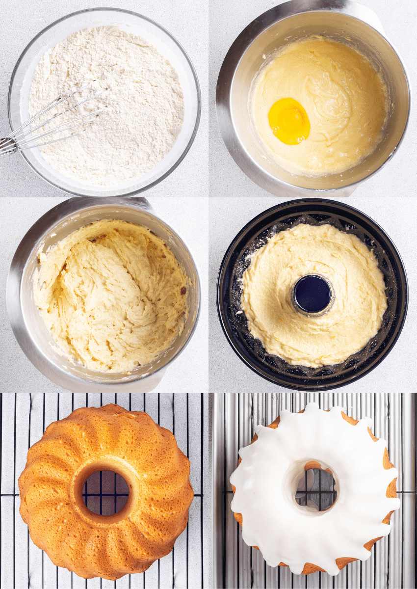 steps to make lemon pound cake with lemon glaze