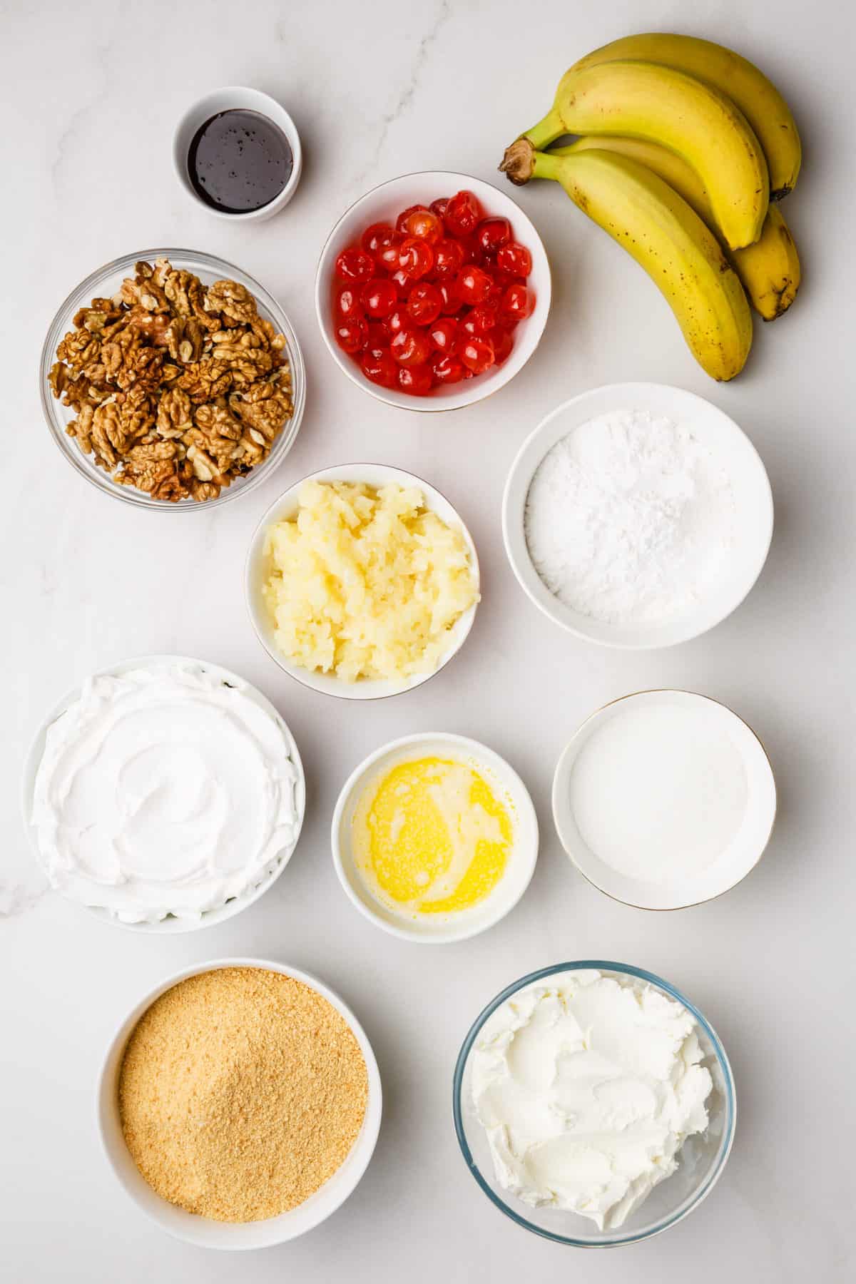 ingredients to make banana split cake