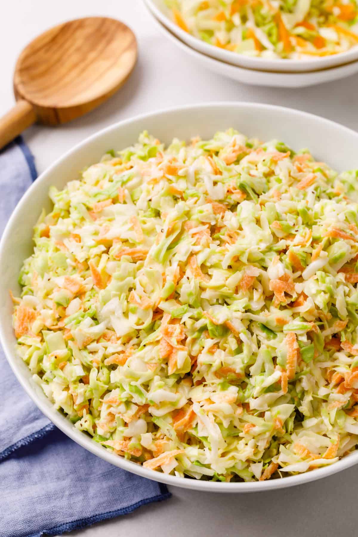 KFC copycat coleslaw served in a white round bowl