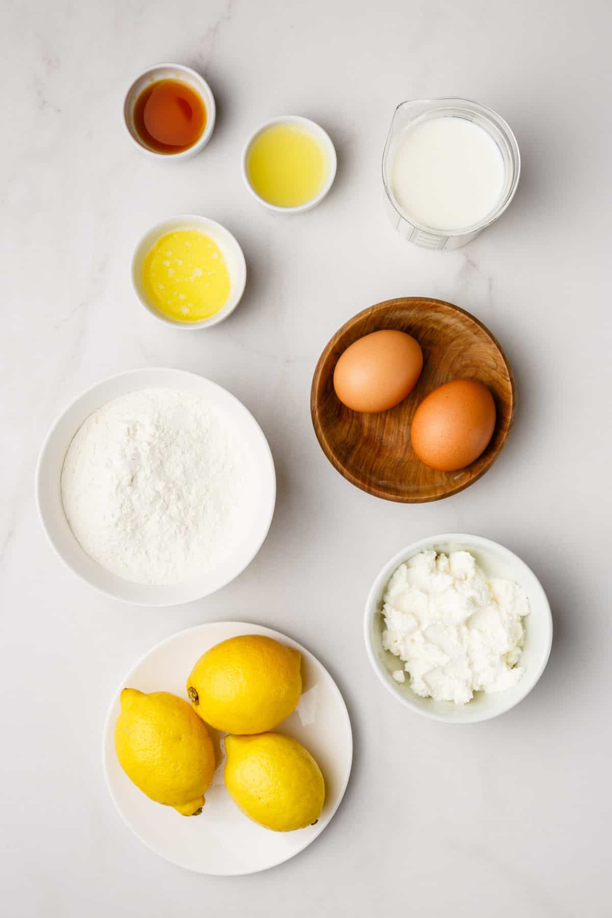 ingredients to make lemon ricotta pancakes
