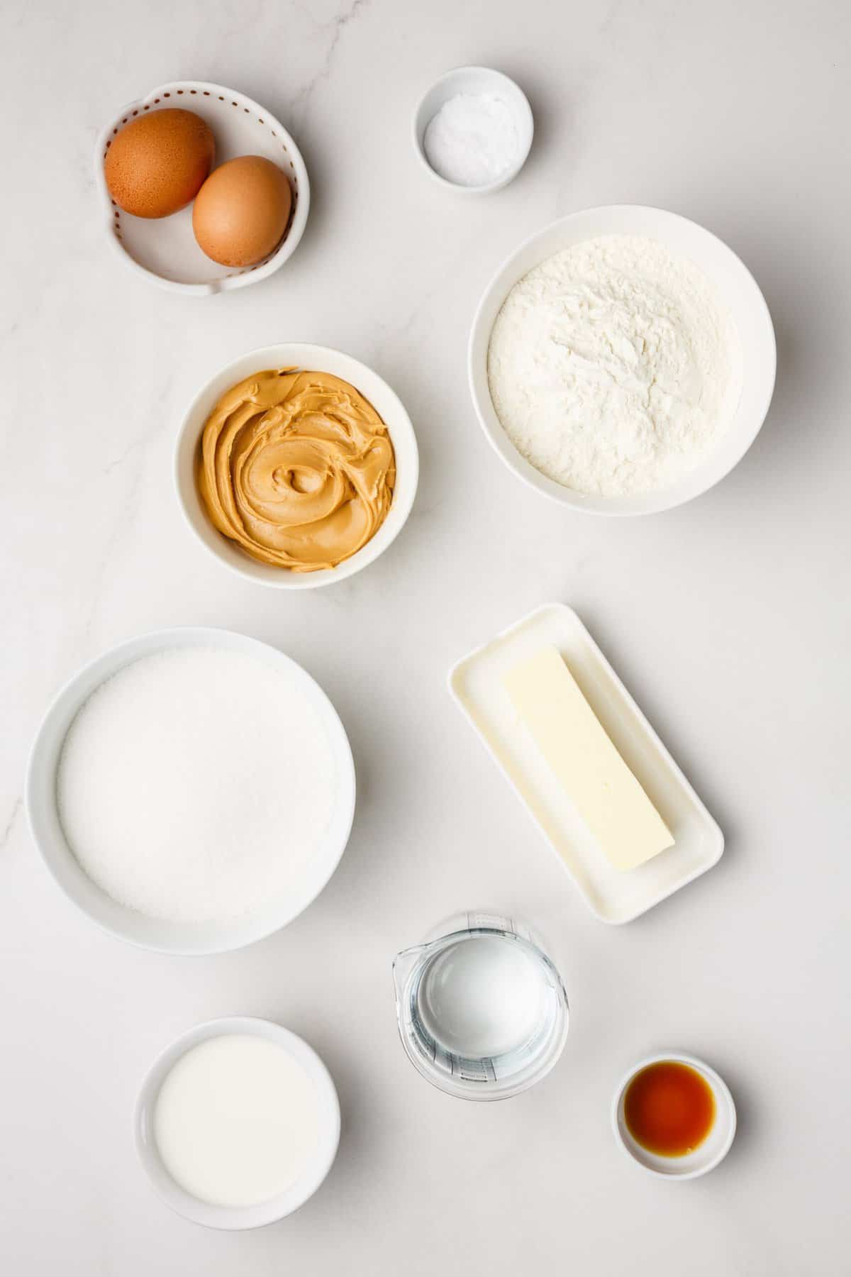 ingredients to make peanut butter cake