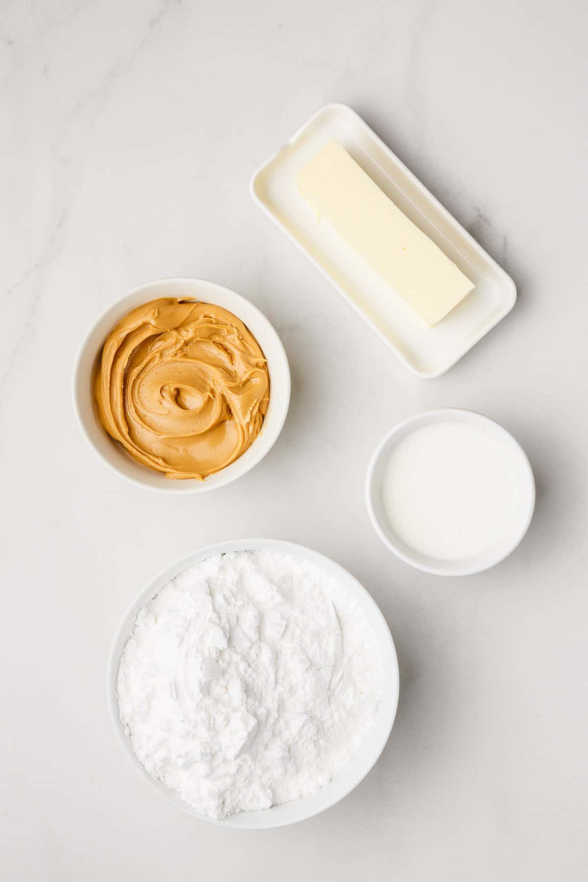 ingredients to make peanut butter buttercream frosting