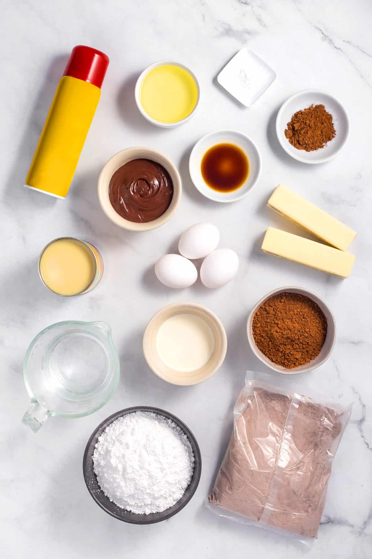 ingredients to make chocolate poke cake