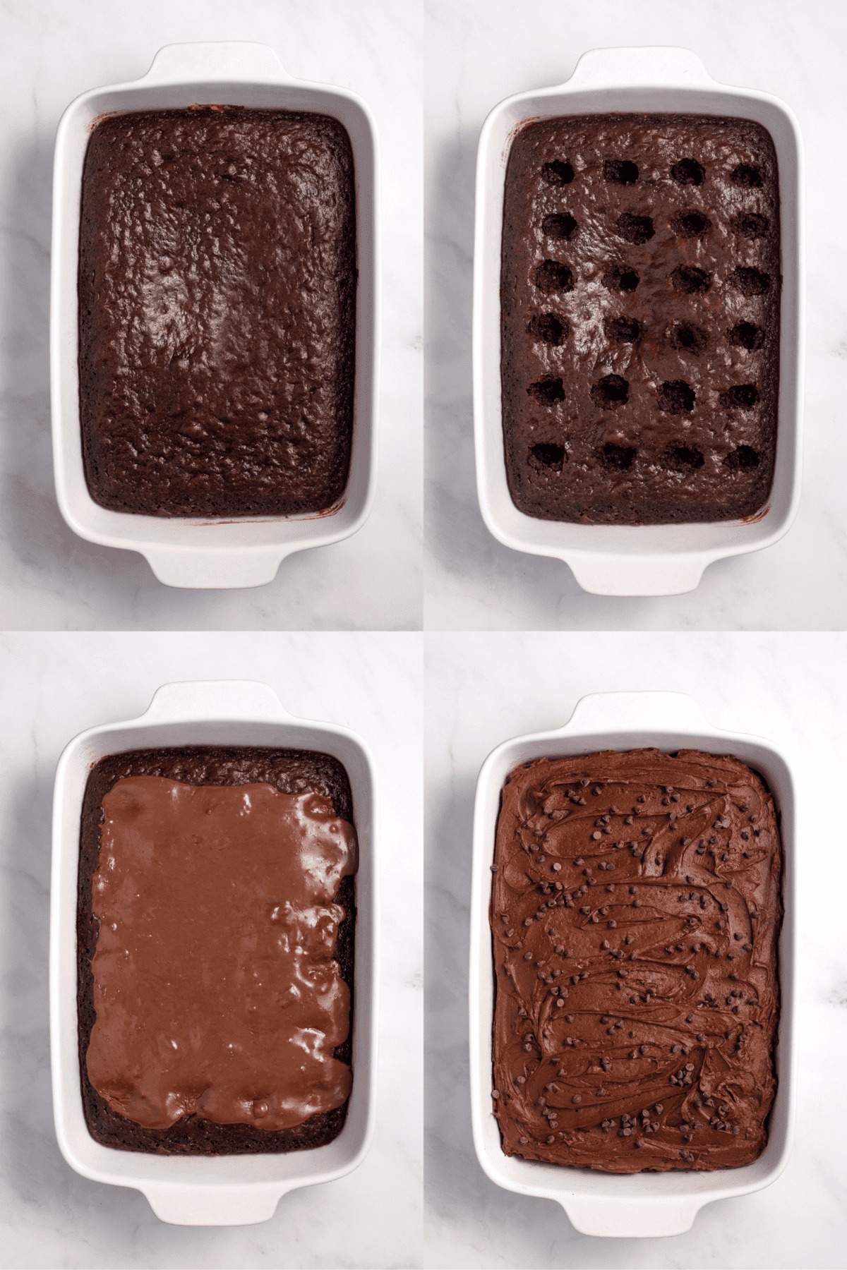 steps to make chocolate poke cake