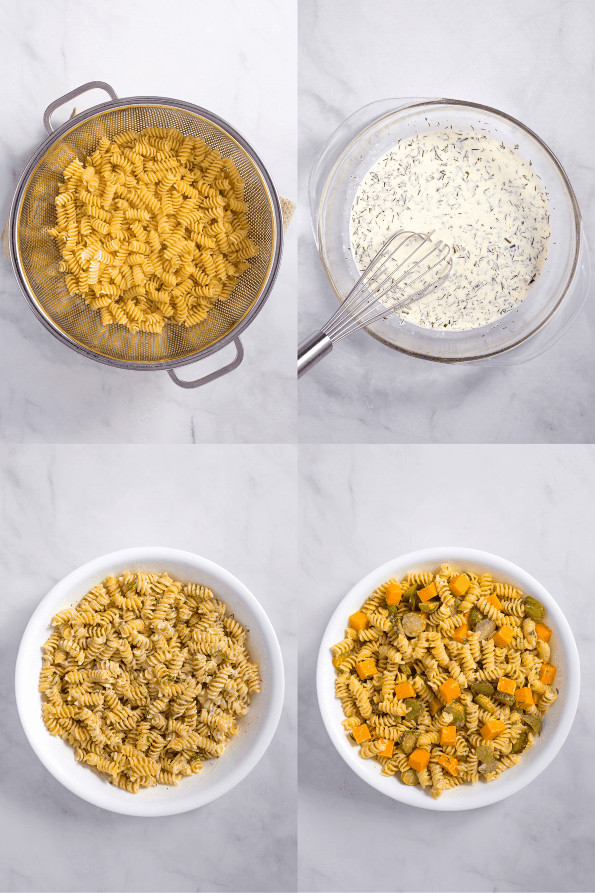 steps to make dill pickle pasta salad