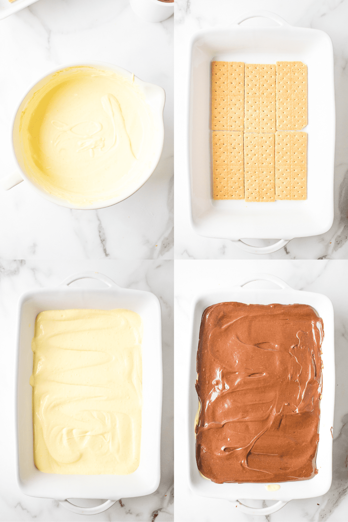 steps to make no bake chocolate eclair cake