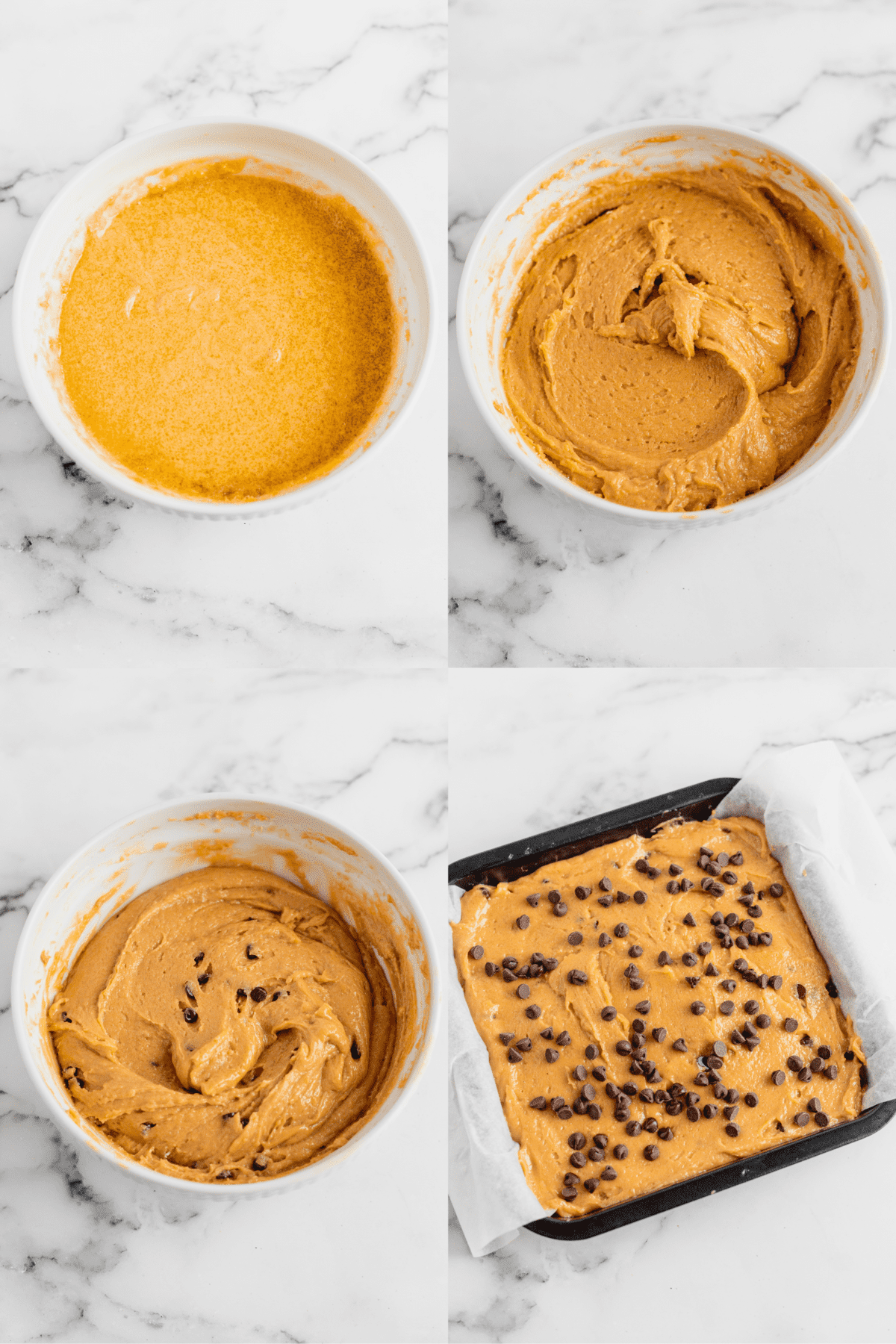 steps to make chocolate chip peanut butter blondies