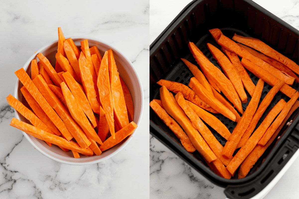 steps to make air fryer sweet potato fries