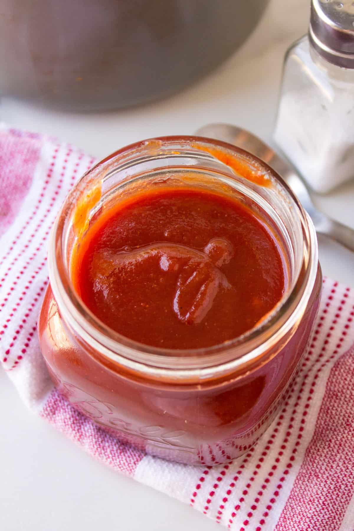 homemade bbq sauce stored in a mason jar