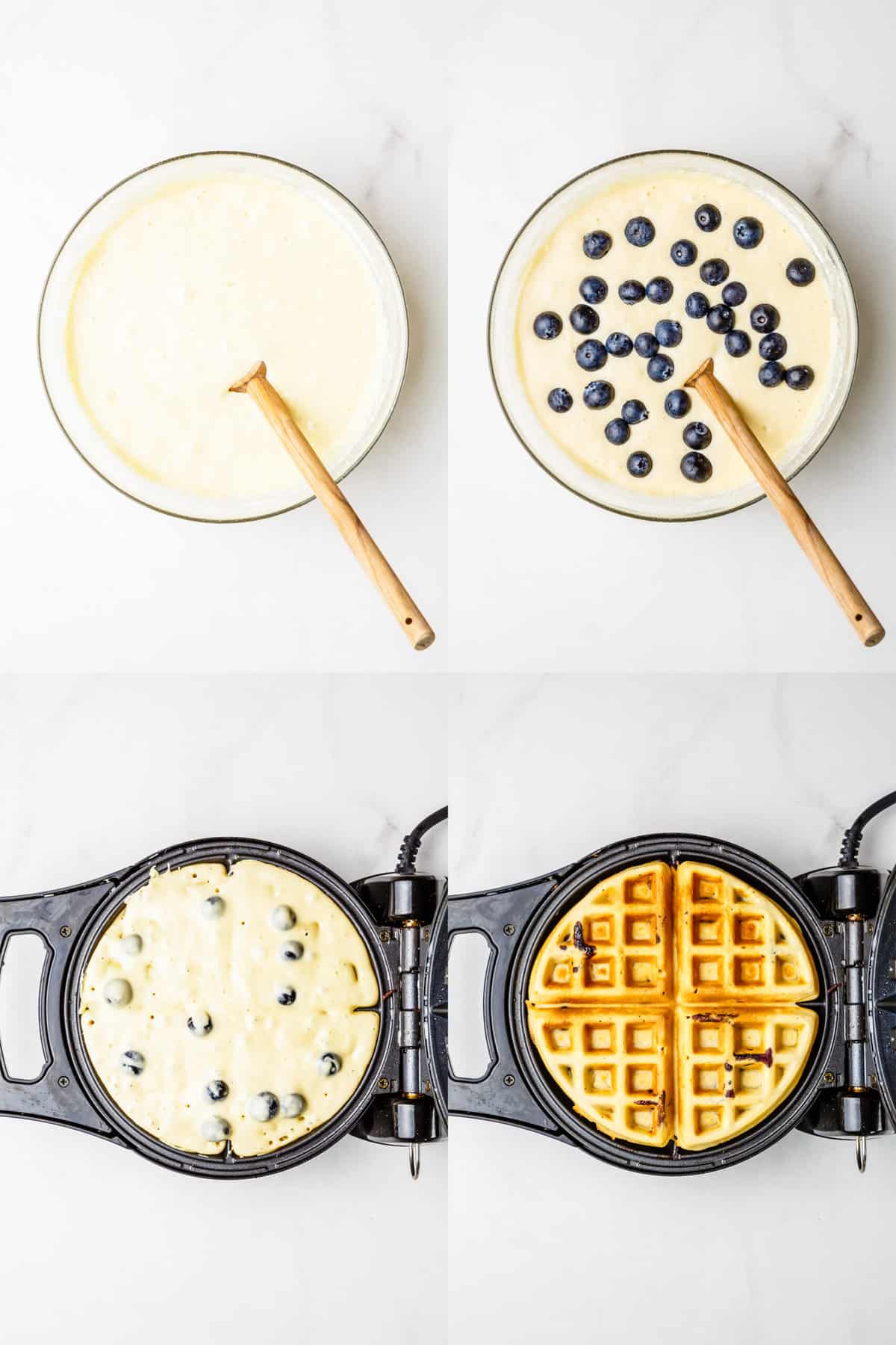 steps to make homemade blueberry waffles