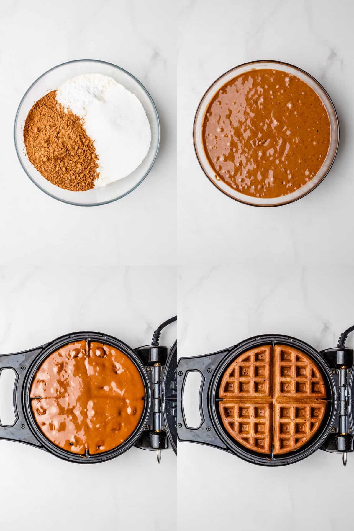 steps to make chocolate waffles