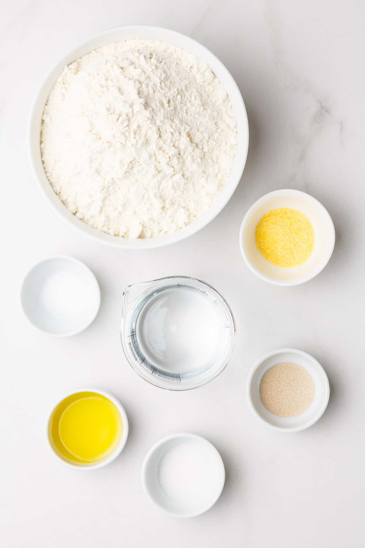 ingredients to make homemade pizza dough