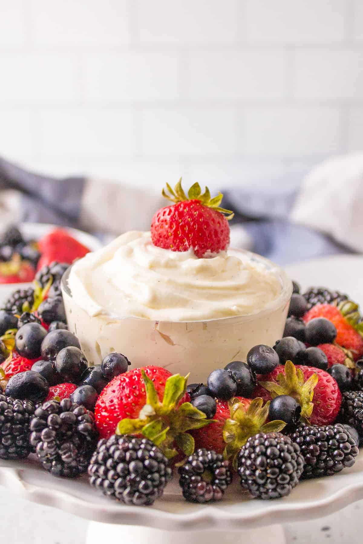fruit dip with mixed berries