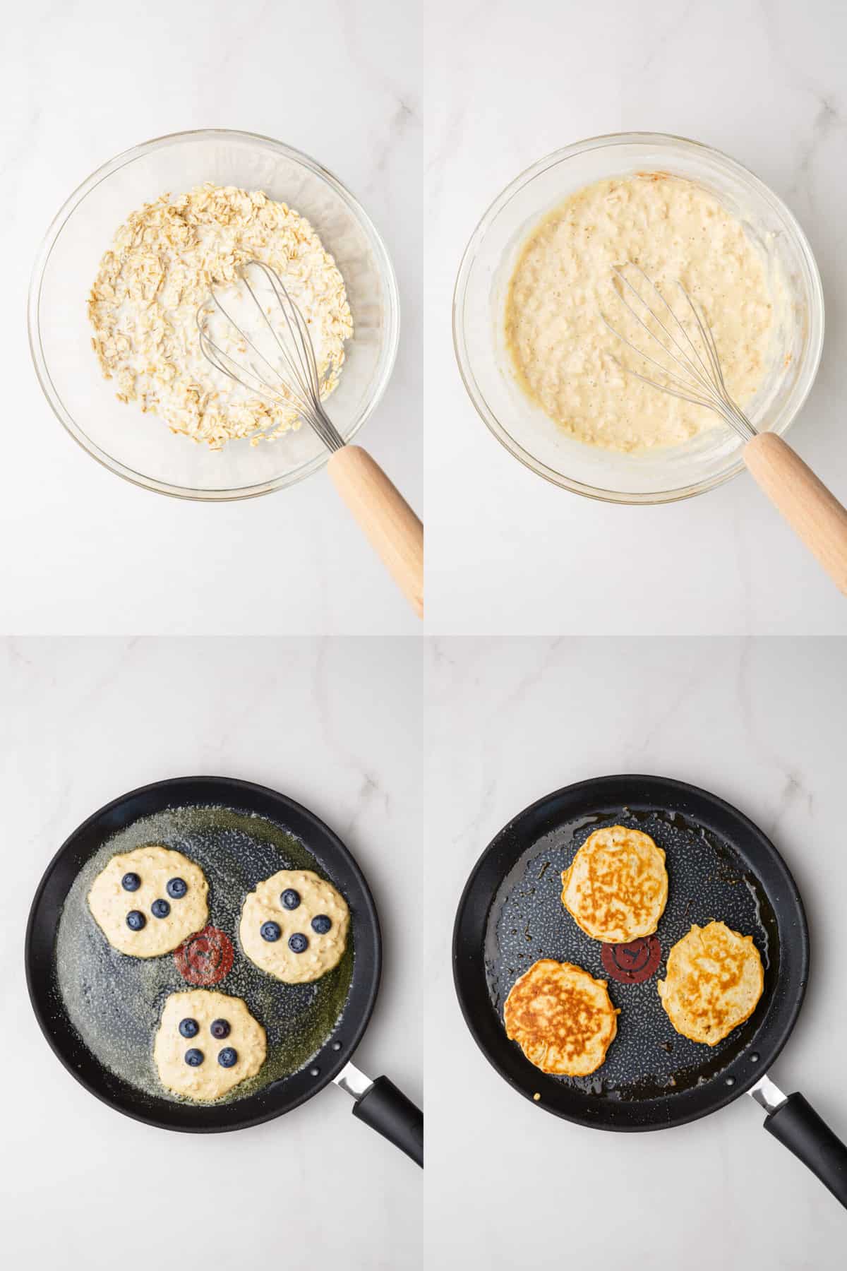 steps to make blueberry oatmeal pancakes