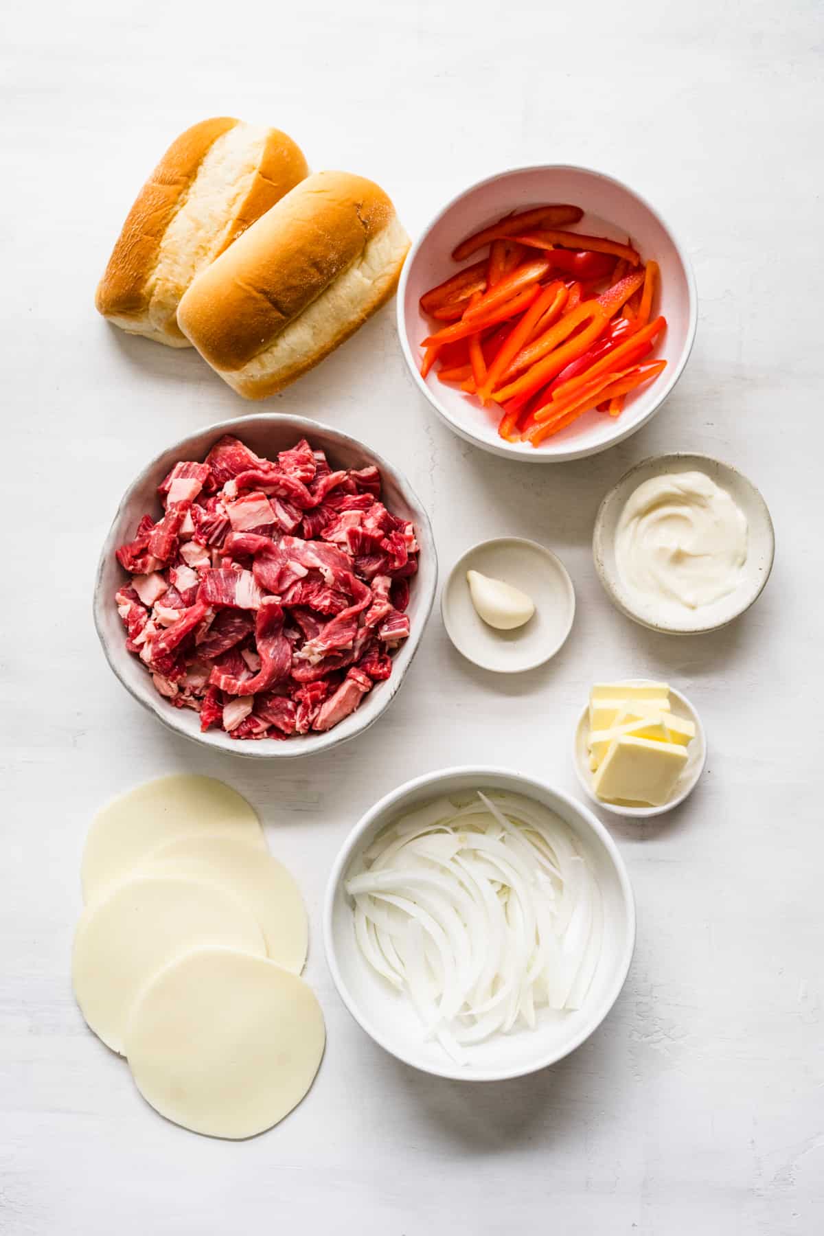 ingredients to make philly cheesesteaks