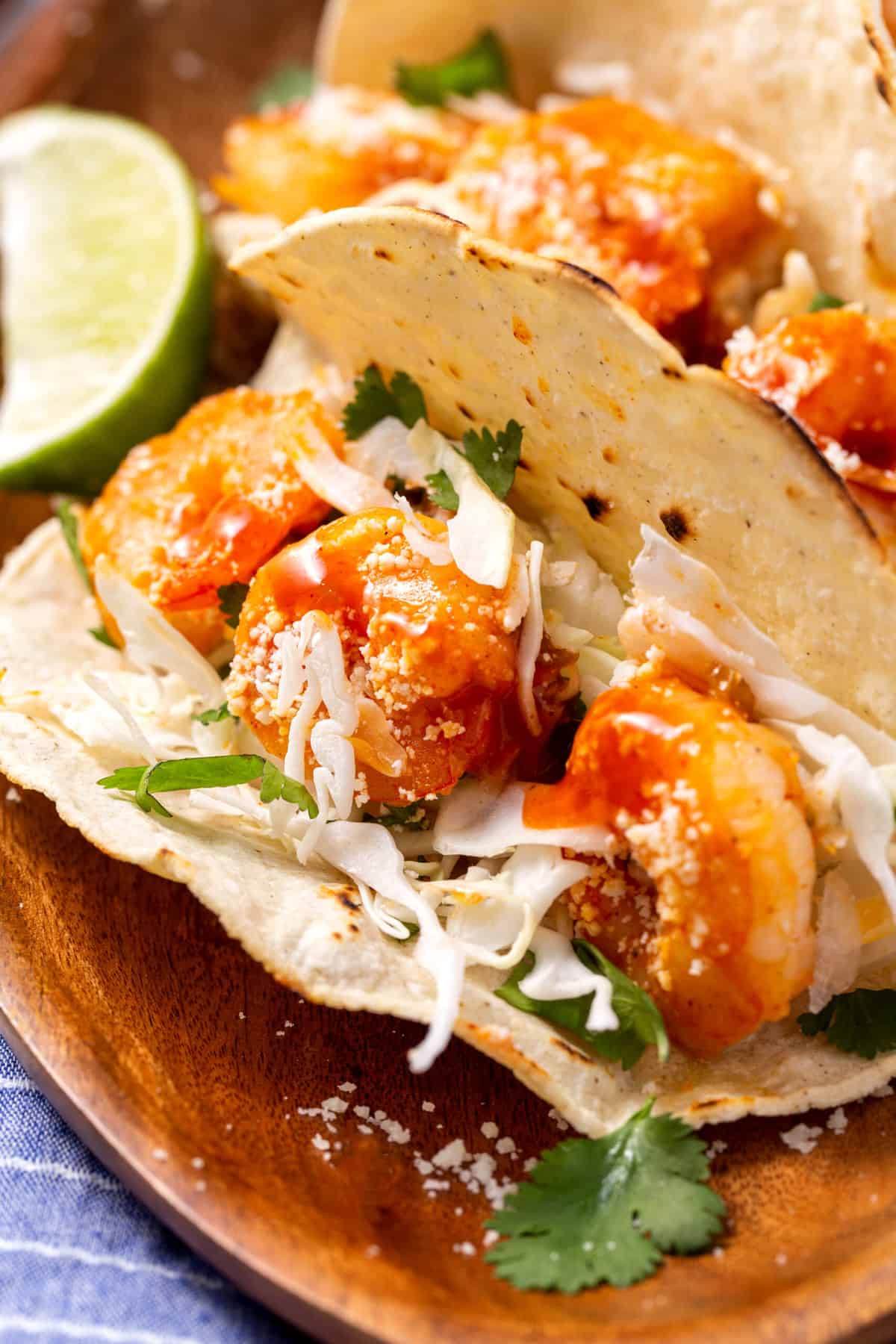 close up image of a shrimp taco