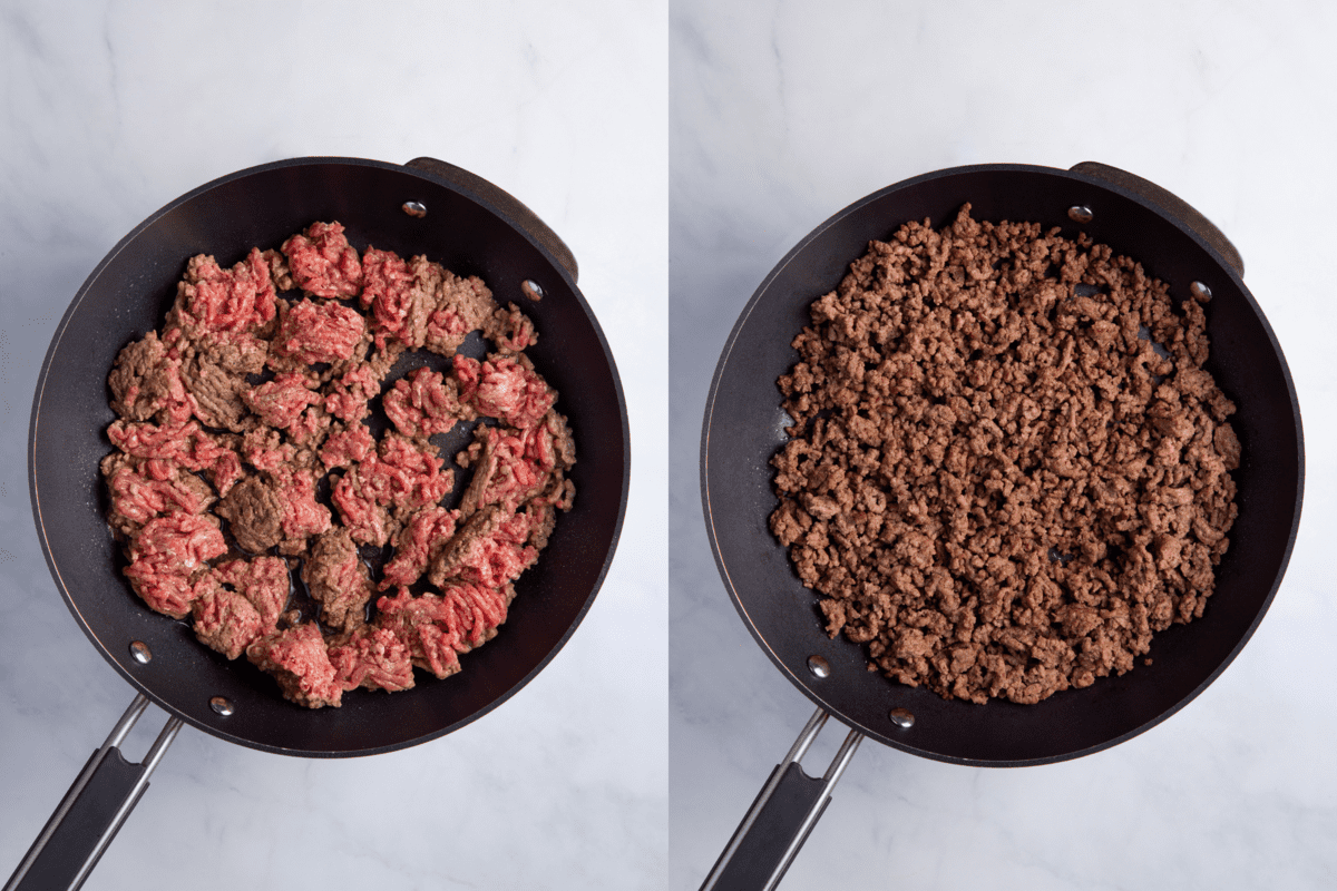steps to brown ground beef for all recipes.