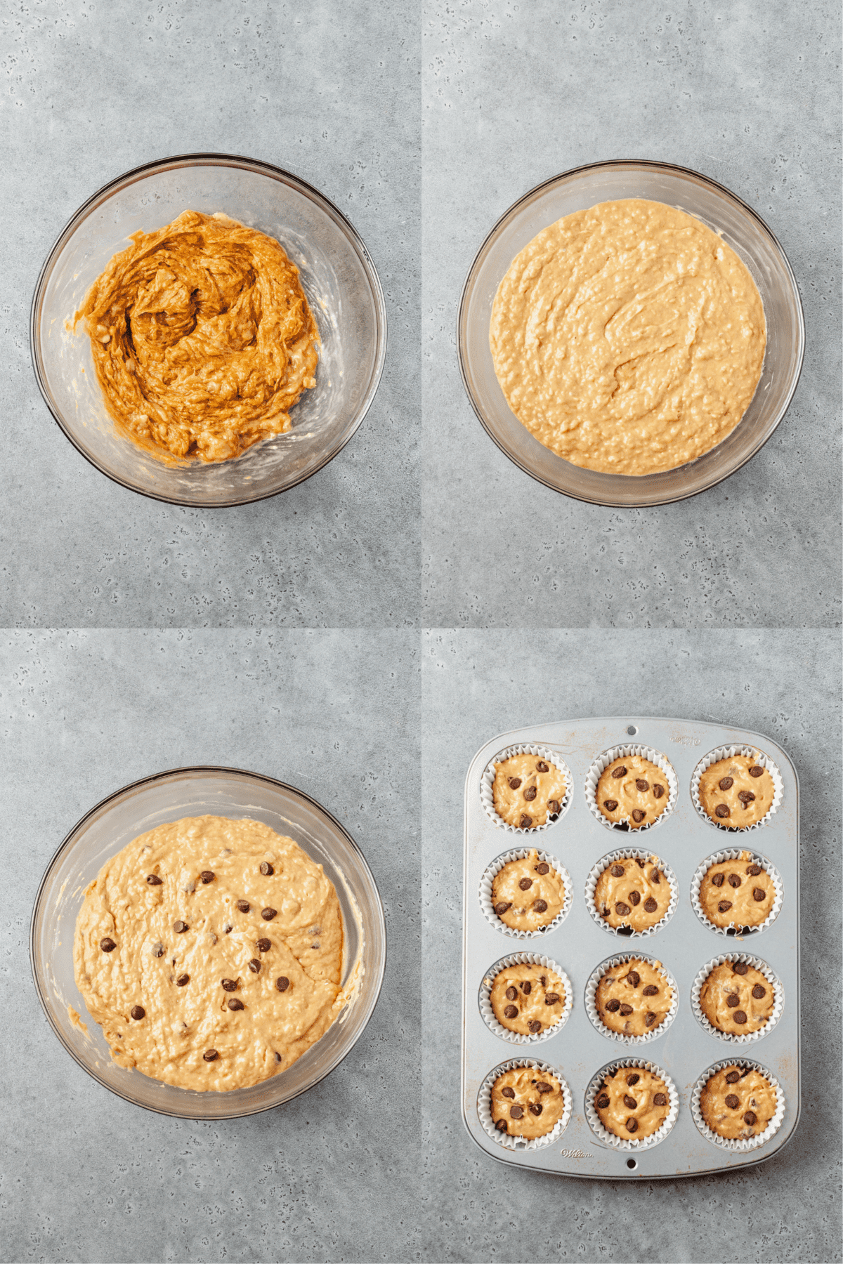 steps to make peanut butter banana muffins