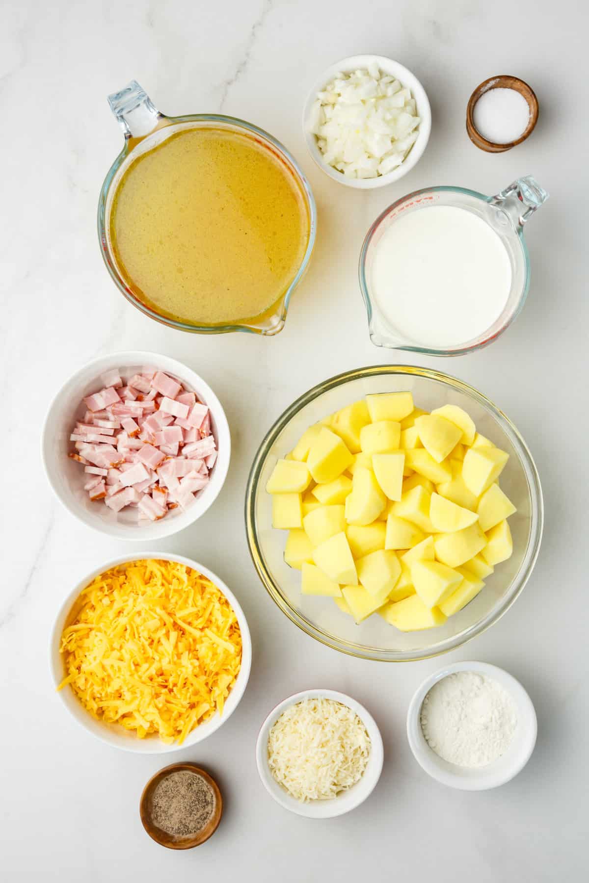 ingredients to make cheesy potato soup.