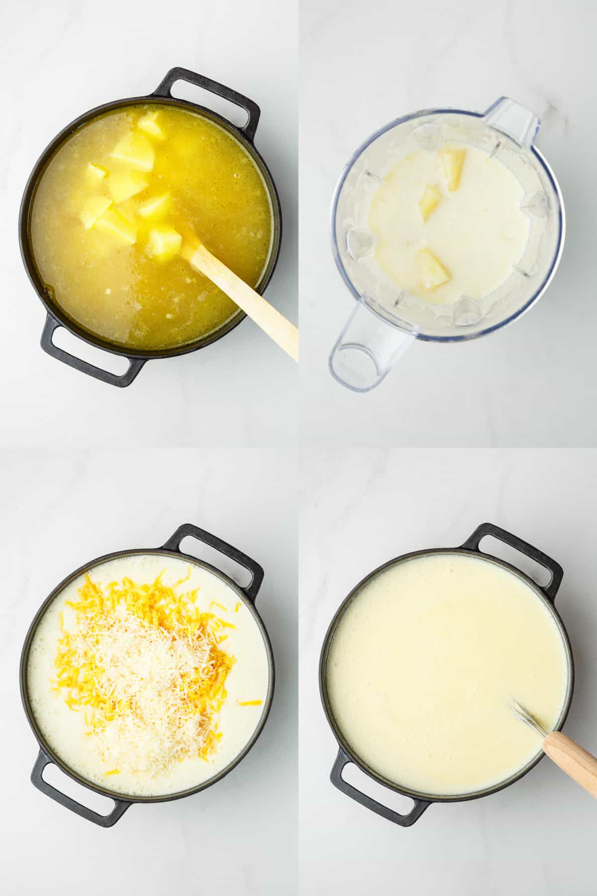 steps to make cheesy potato soup.