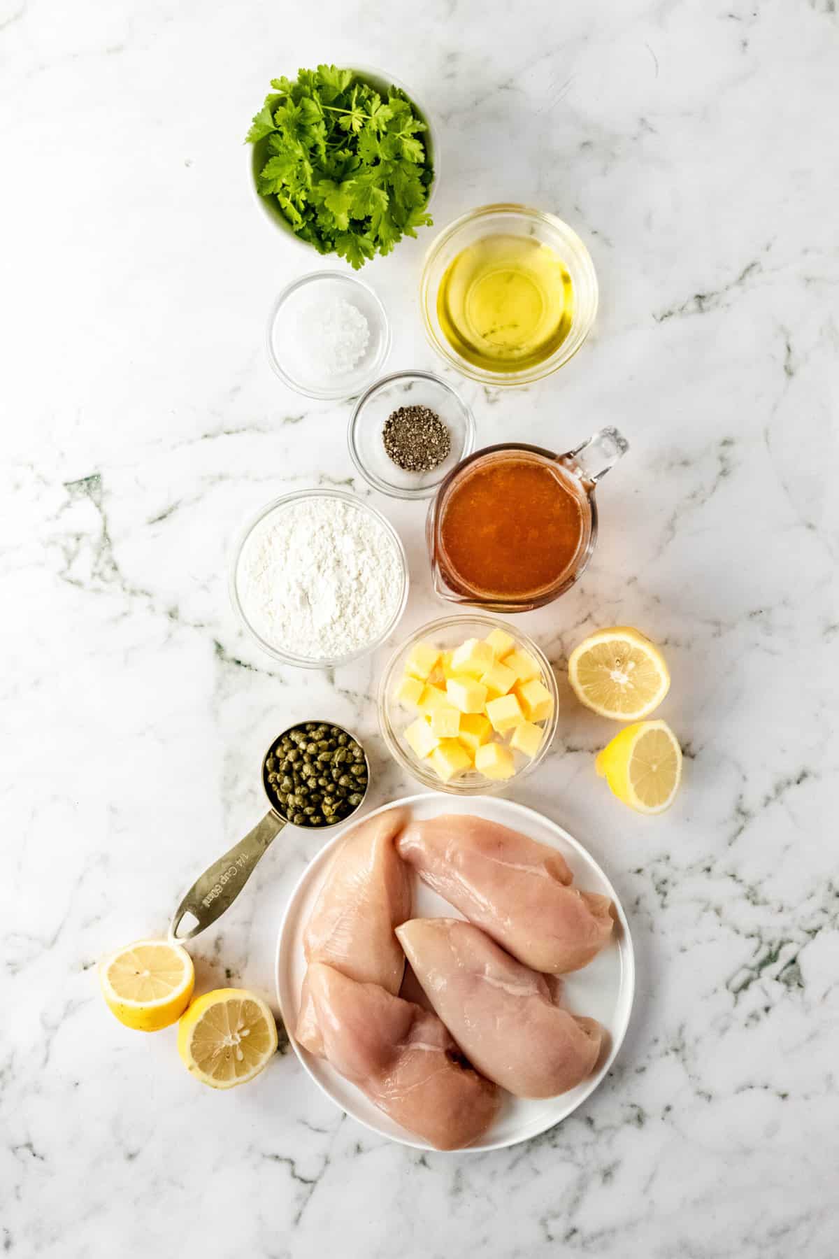 ingredients to make chicken piccata with capers