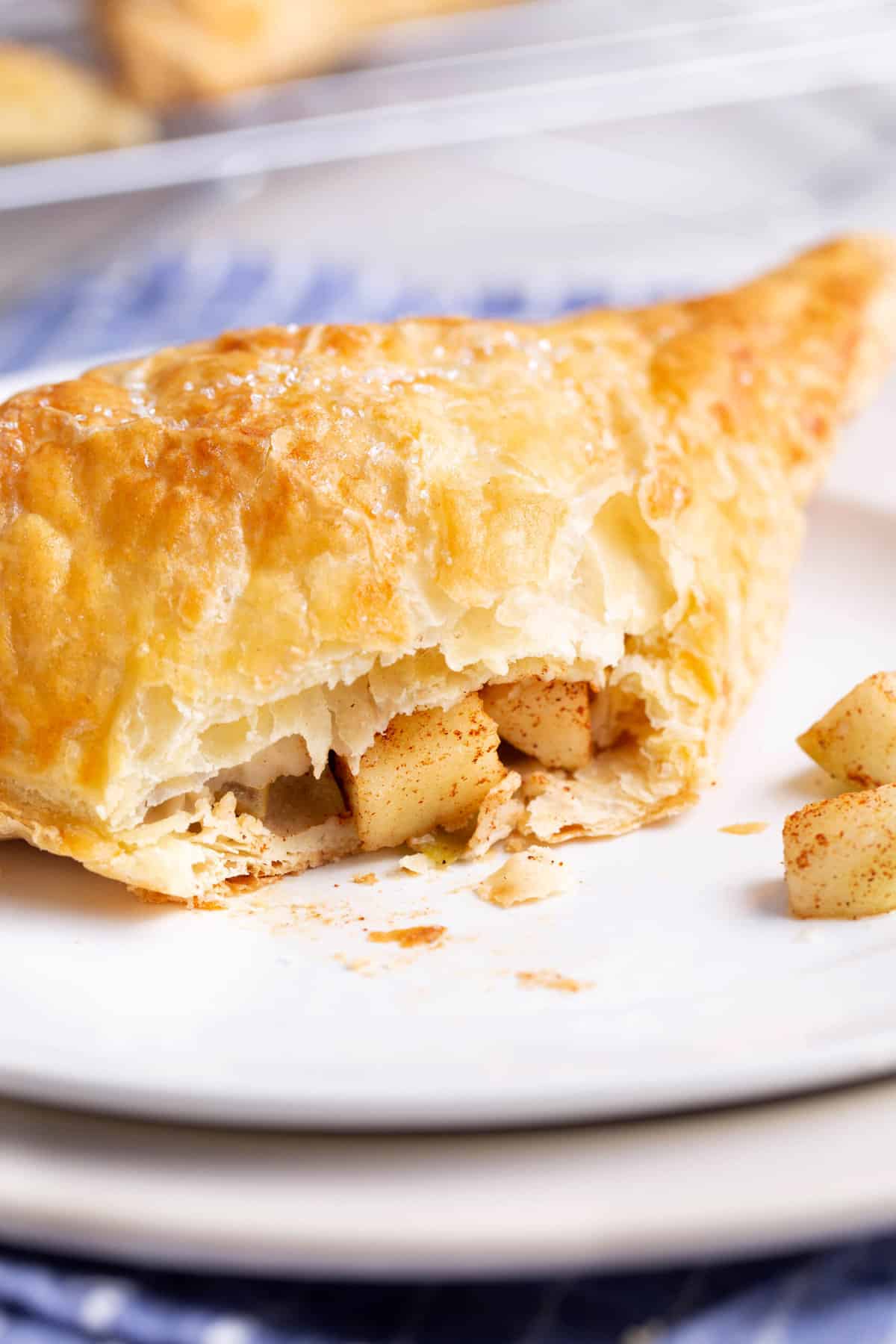close up image of inside apple turnover