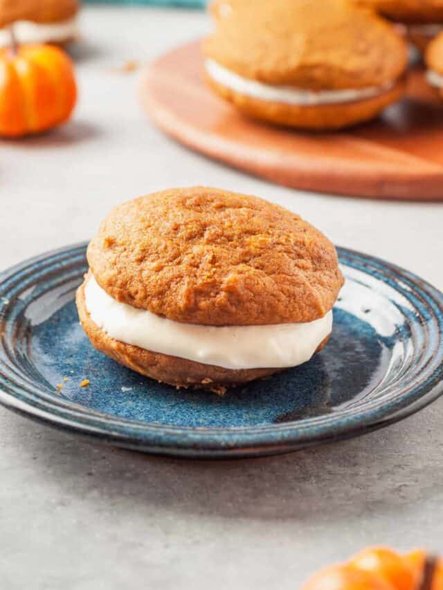 pumpkin whoopie pie on plate