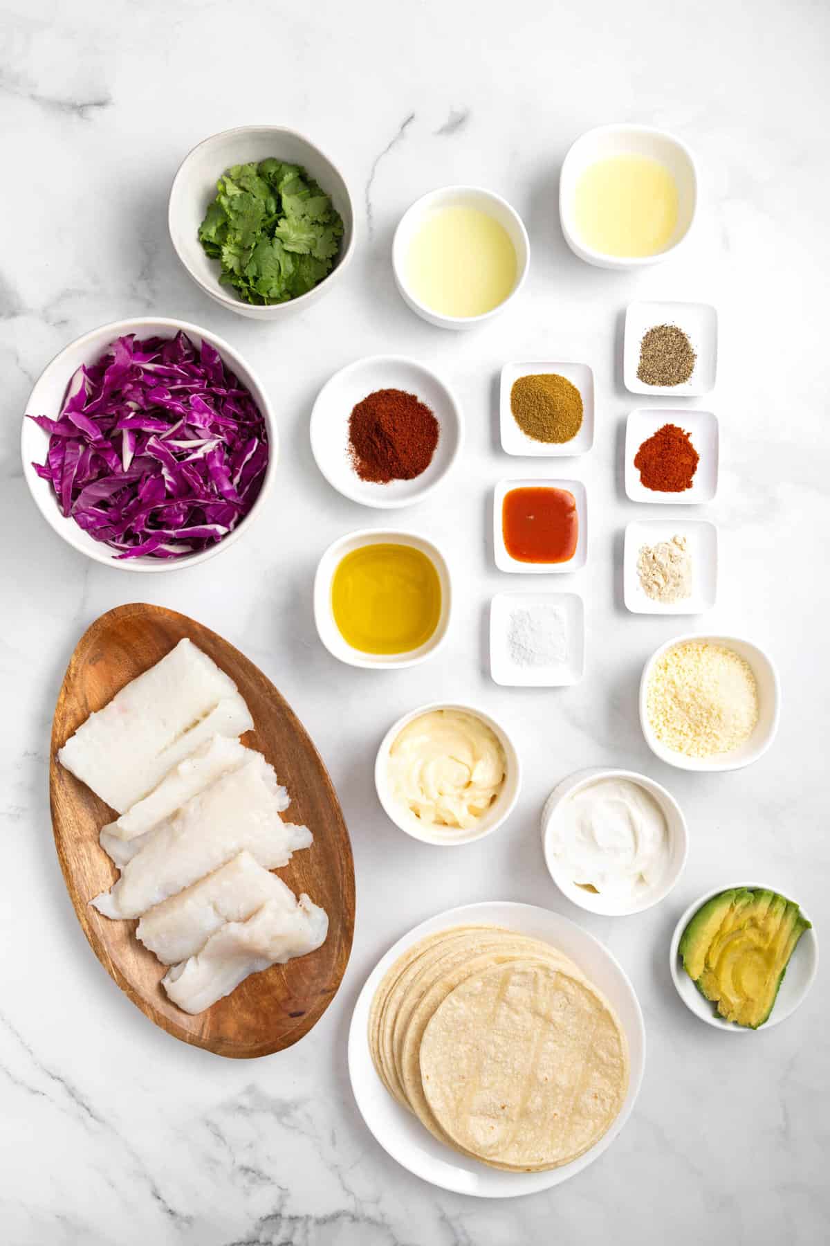 ingredients to make fish tacos