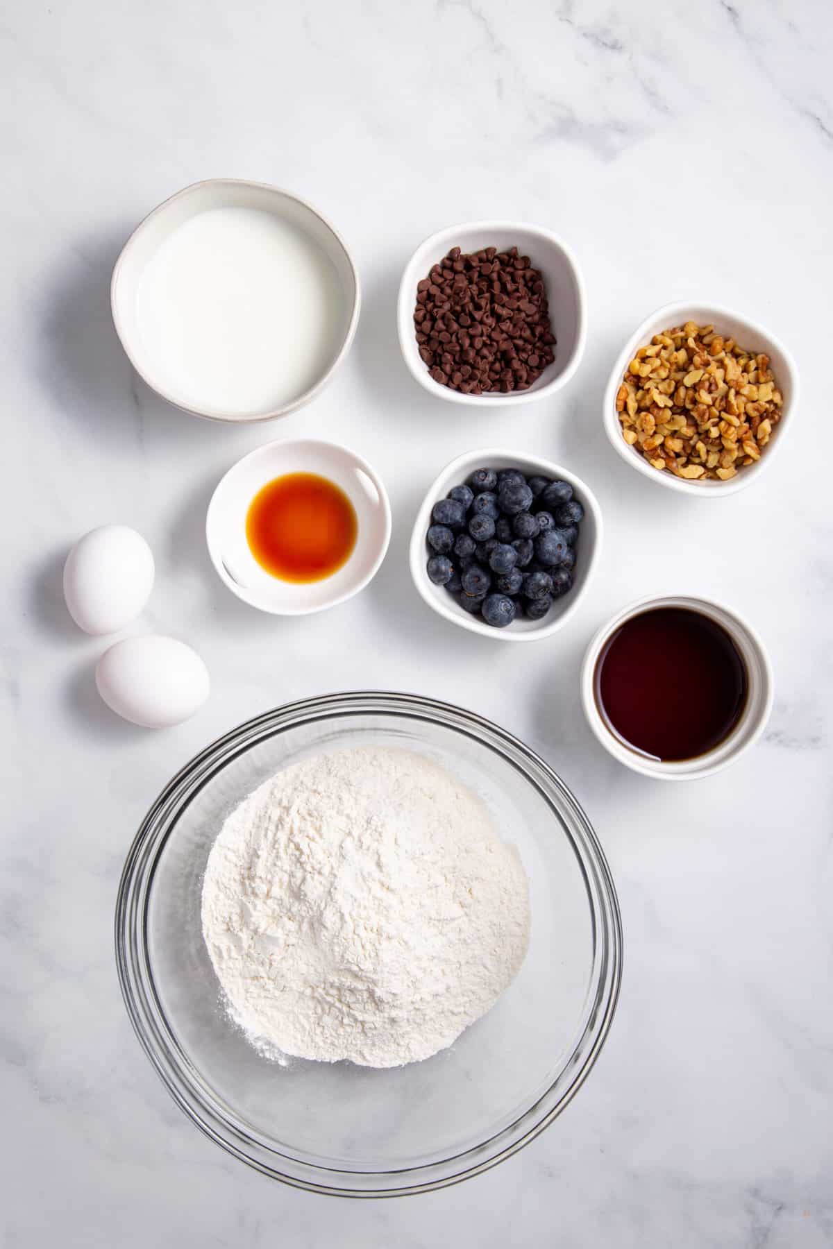ingredients to make pancake muffins