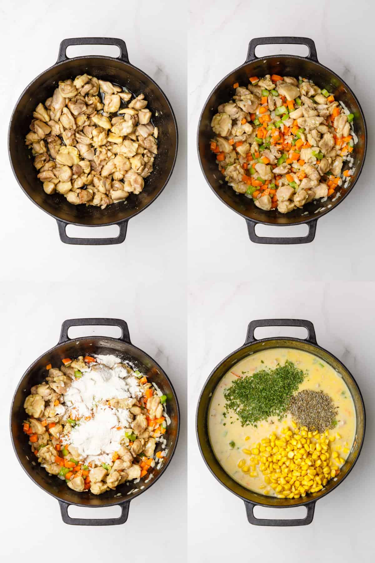 steps to make the chicken stew for chicken and dumplings