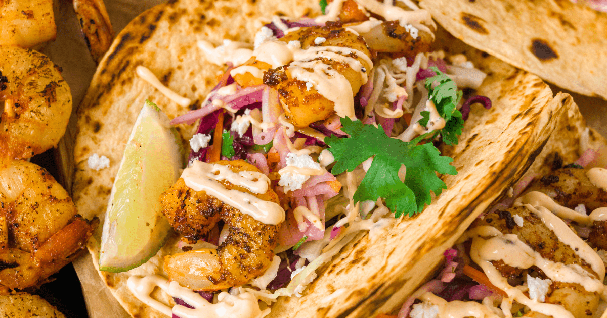 Grilled shrimp tacos. 