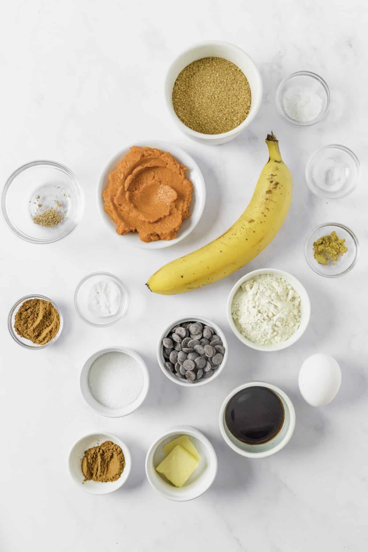 ingredients to make pumpkin banana bread
