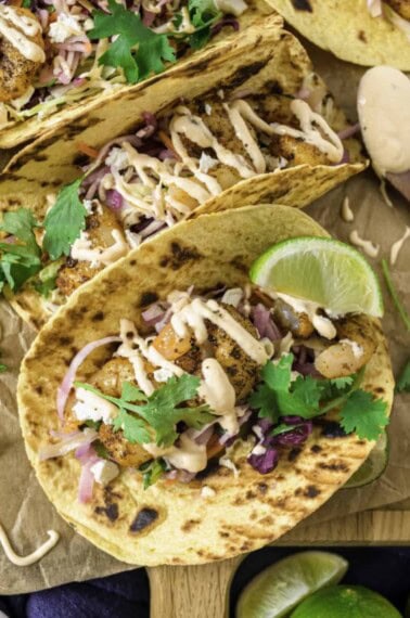 Grilled shrimp tacos.