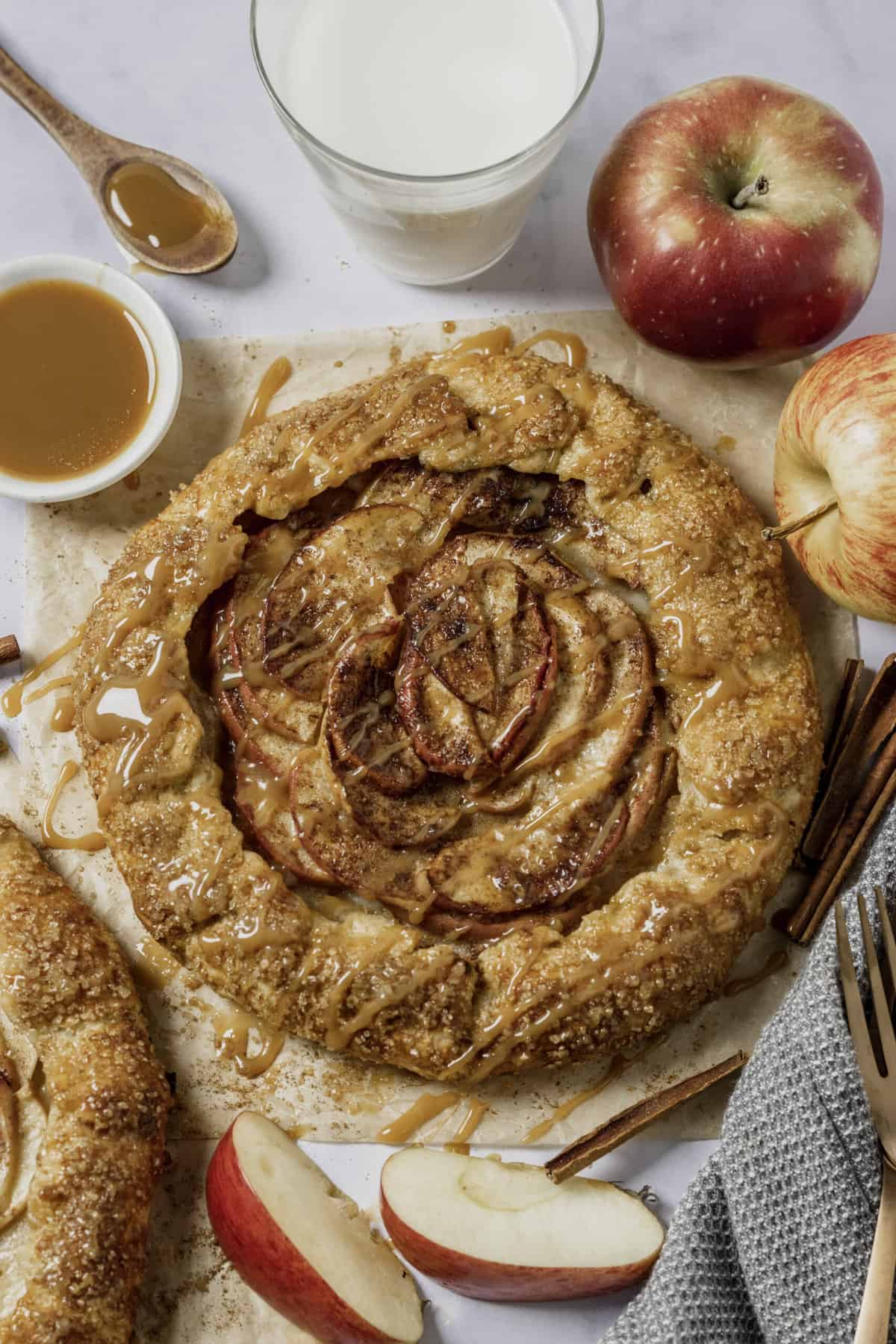 top down image of apple galette