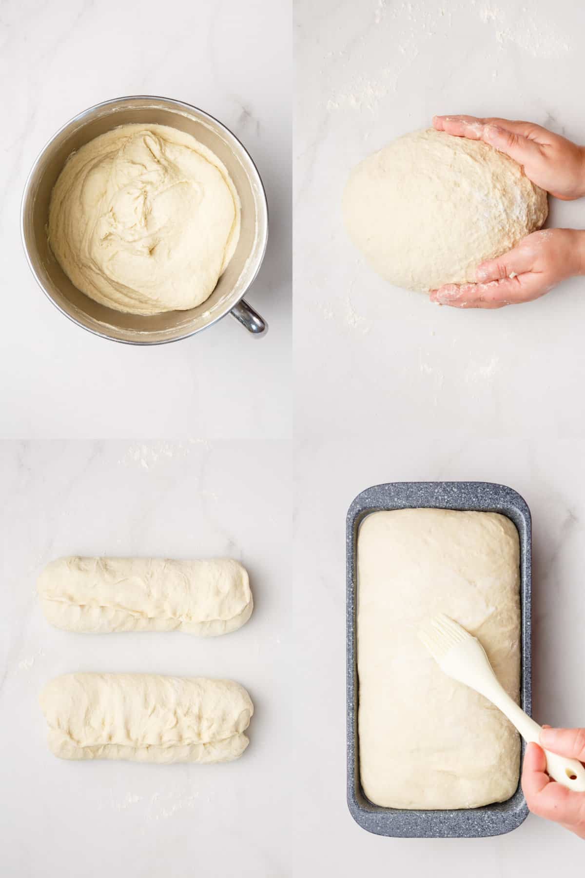steps to make homemade white sandwich bread.