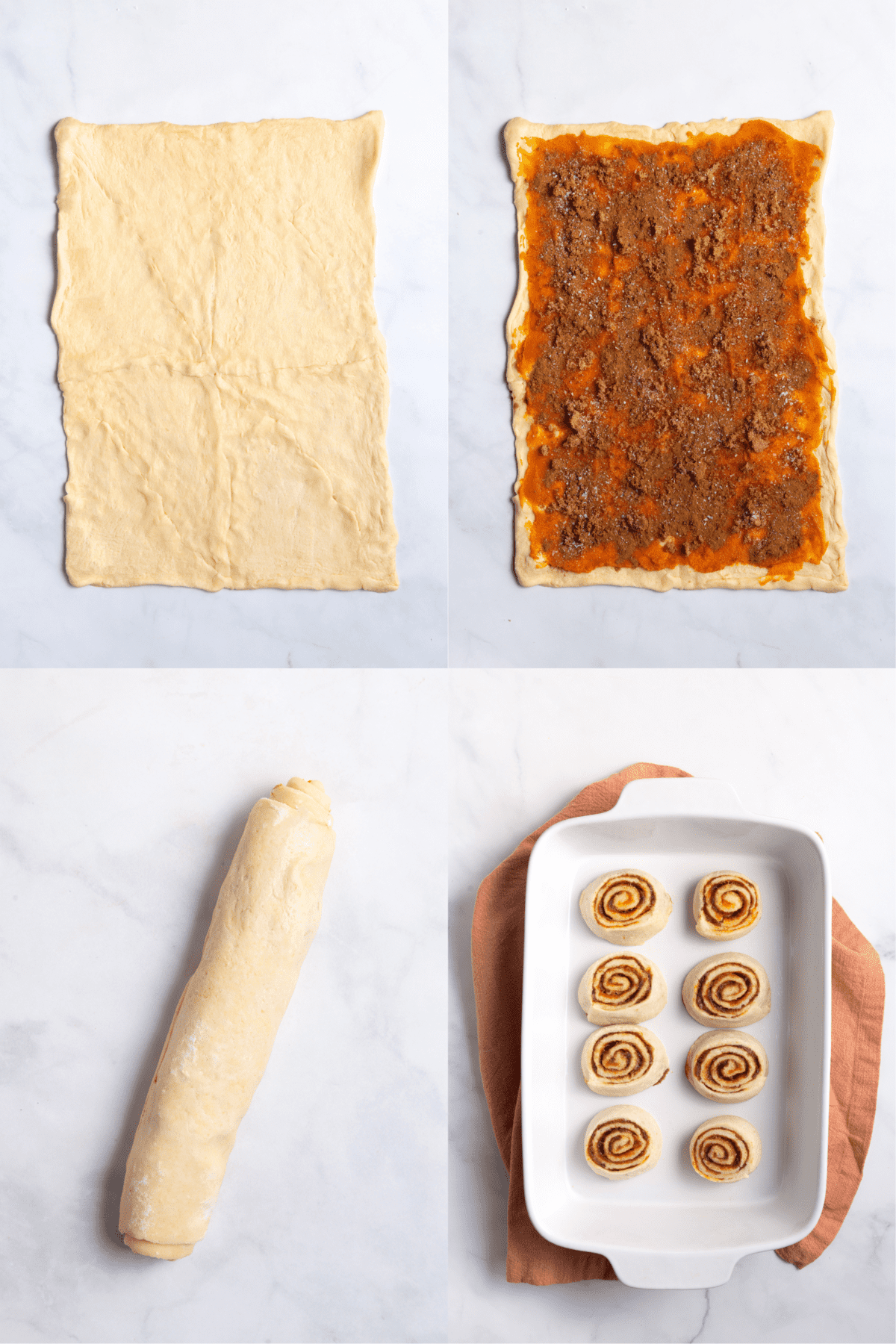 steps to make pumpkin cinnamon rolls.