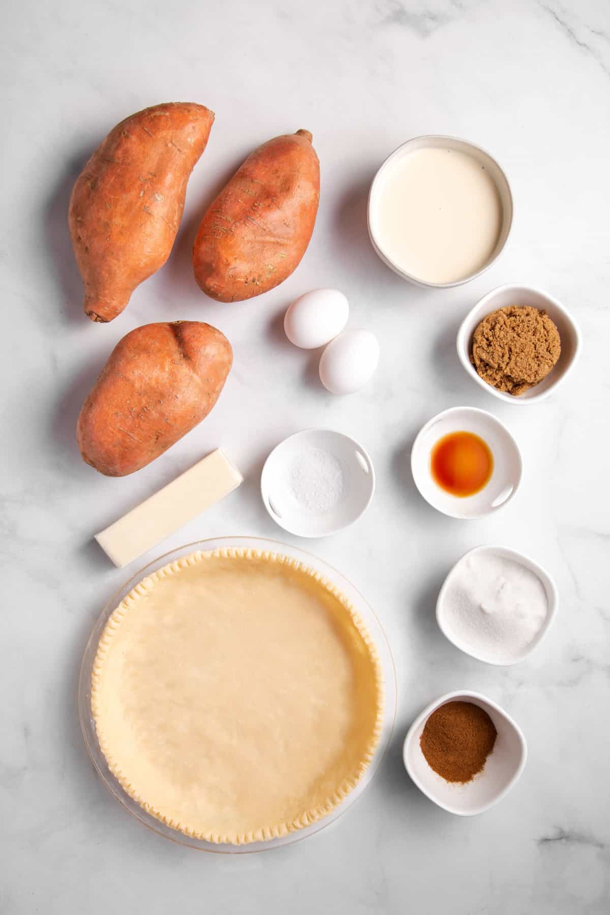 ingredients to make sweet potato pie