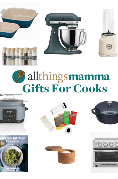 A collage of different kitchen tools that reads allthingsmomma Gifts For Cooks".