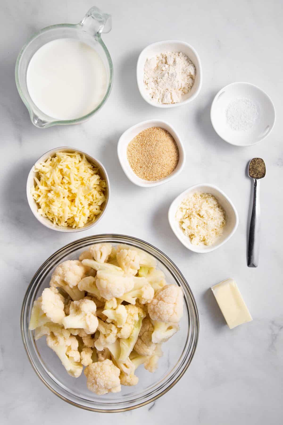 ingredients to make cauliflower au gratin