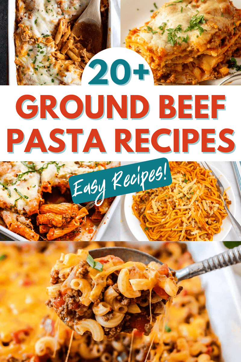 A collage of ground beef pasta recipes. 