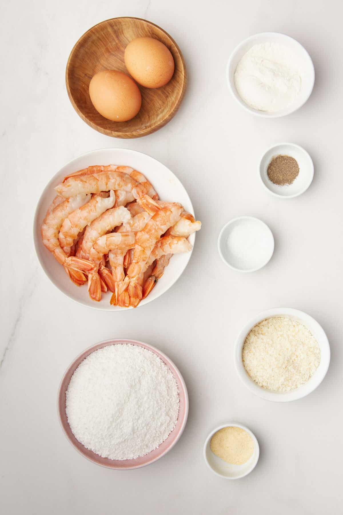 ingredients to make air fryer coconut shrimp.