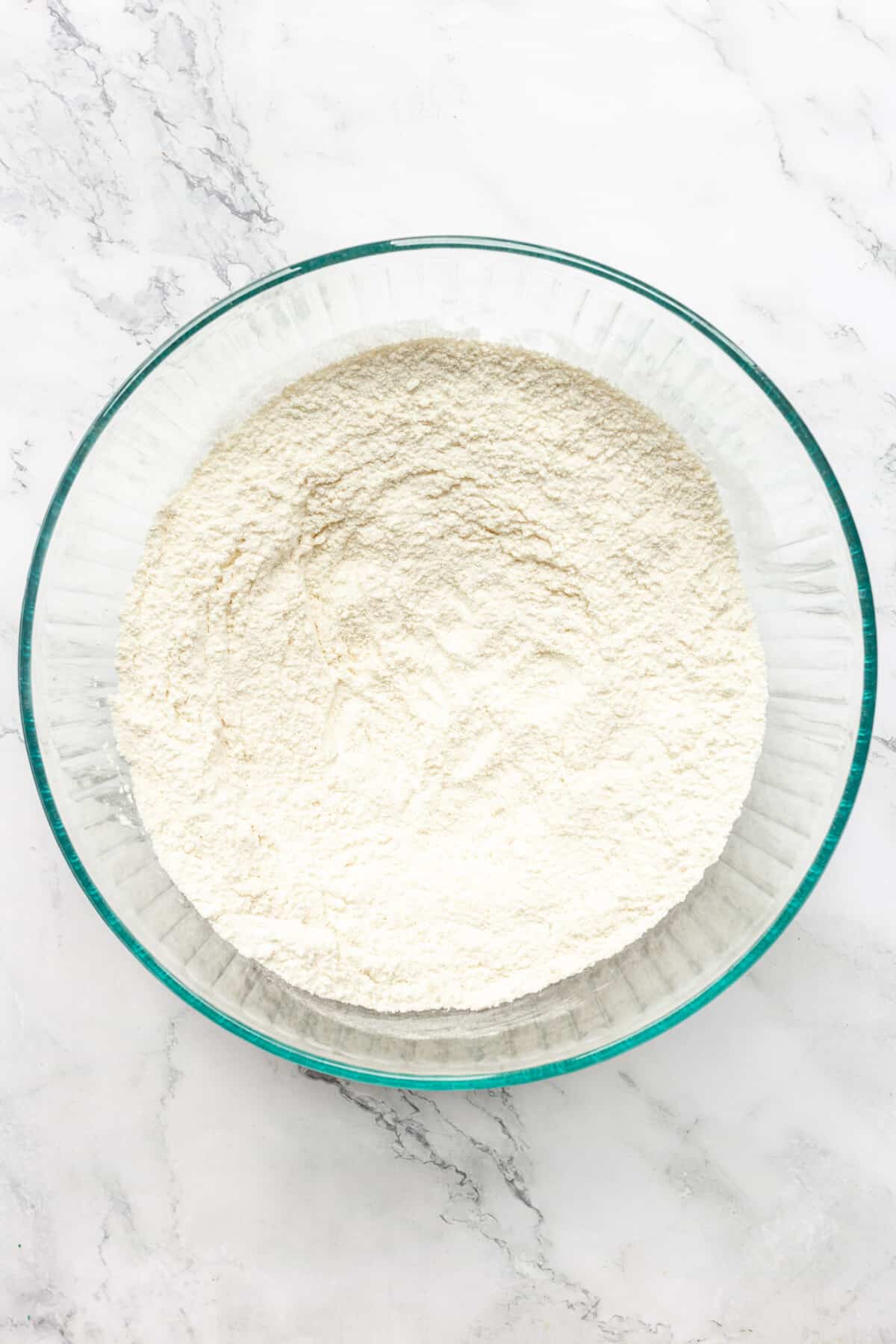 Flour in a mixing bowl. 
