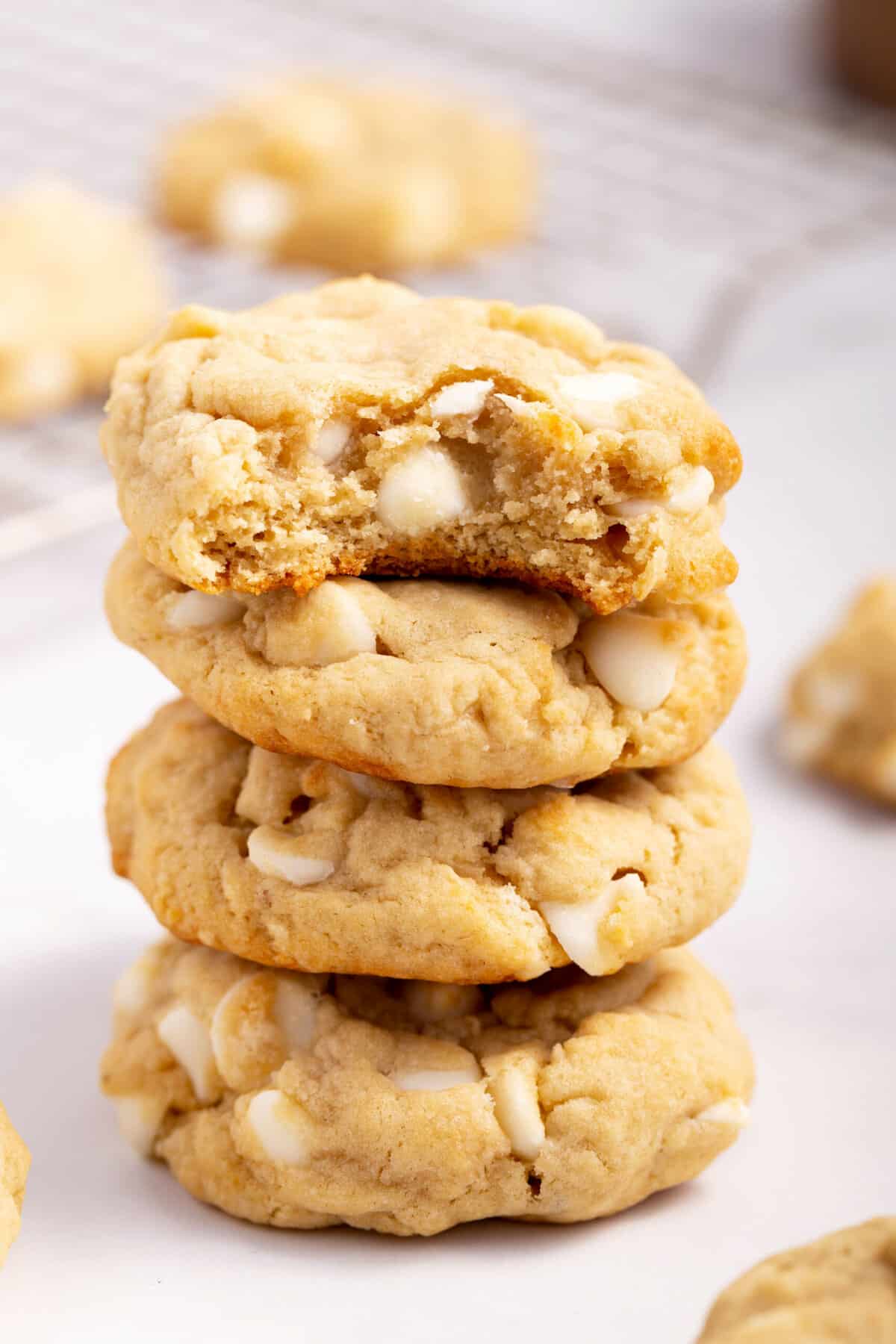 stack of four banana pudding cookies