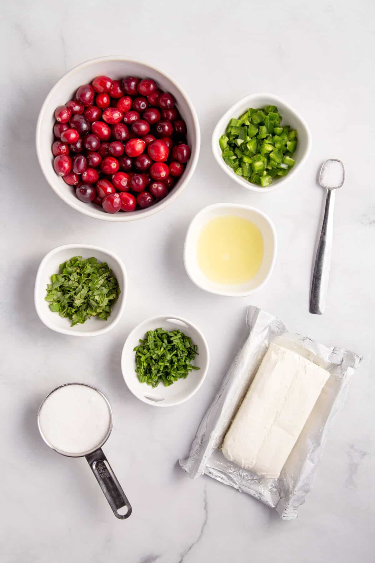 ingredients to make cranberry jalapeno dip