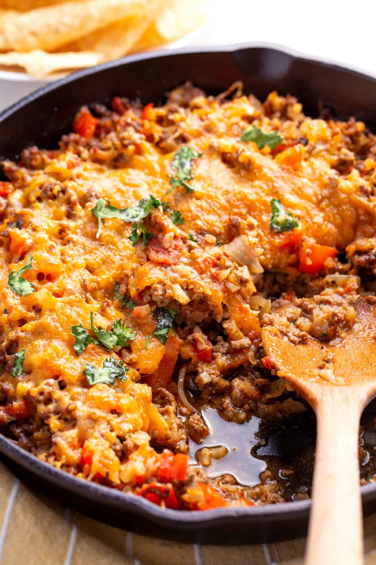 mexican rice in a skillet 