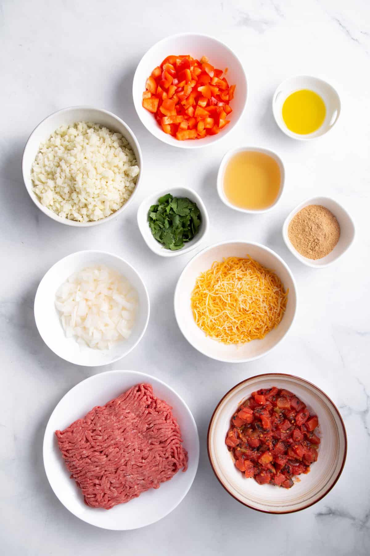 ingredients to make mexican cauliflower rice.
