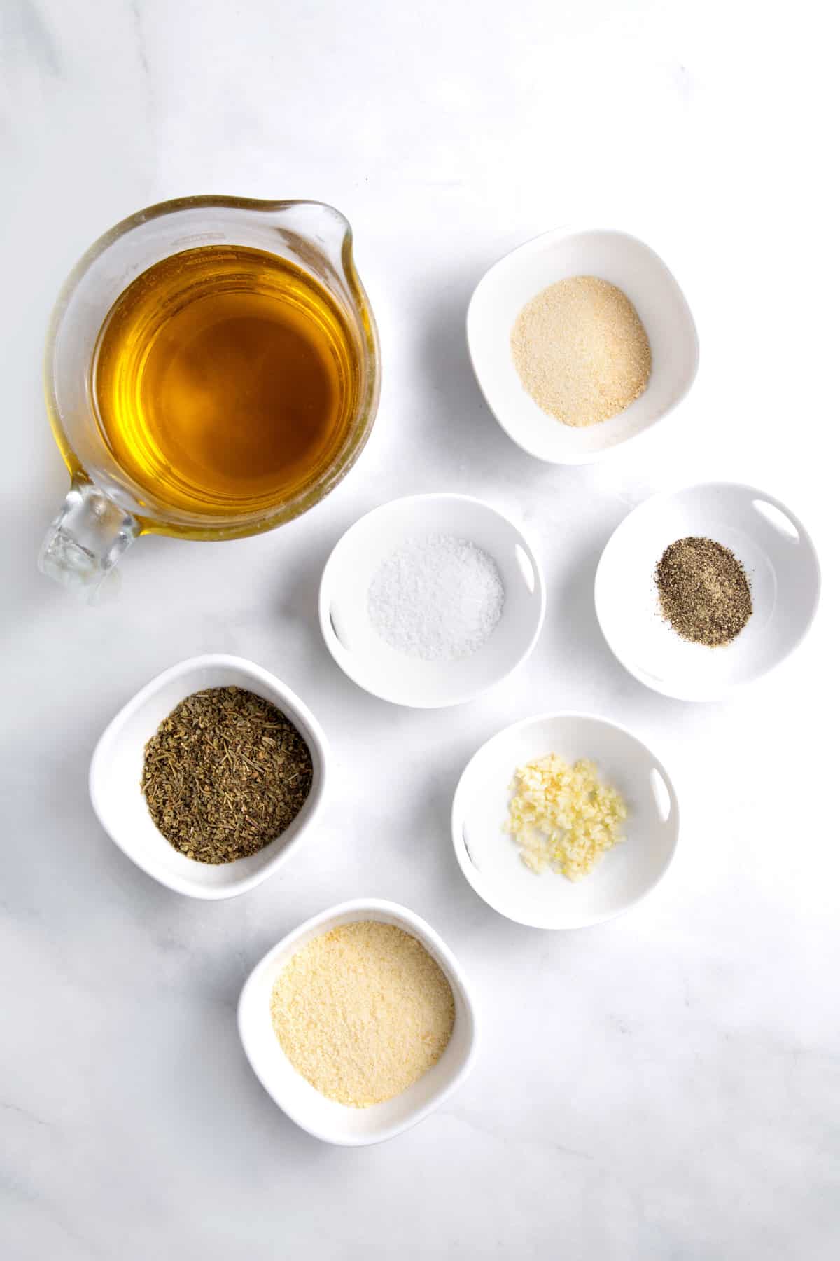 ingredients to make olive oil bread dip