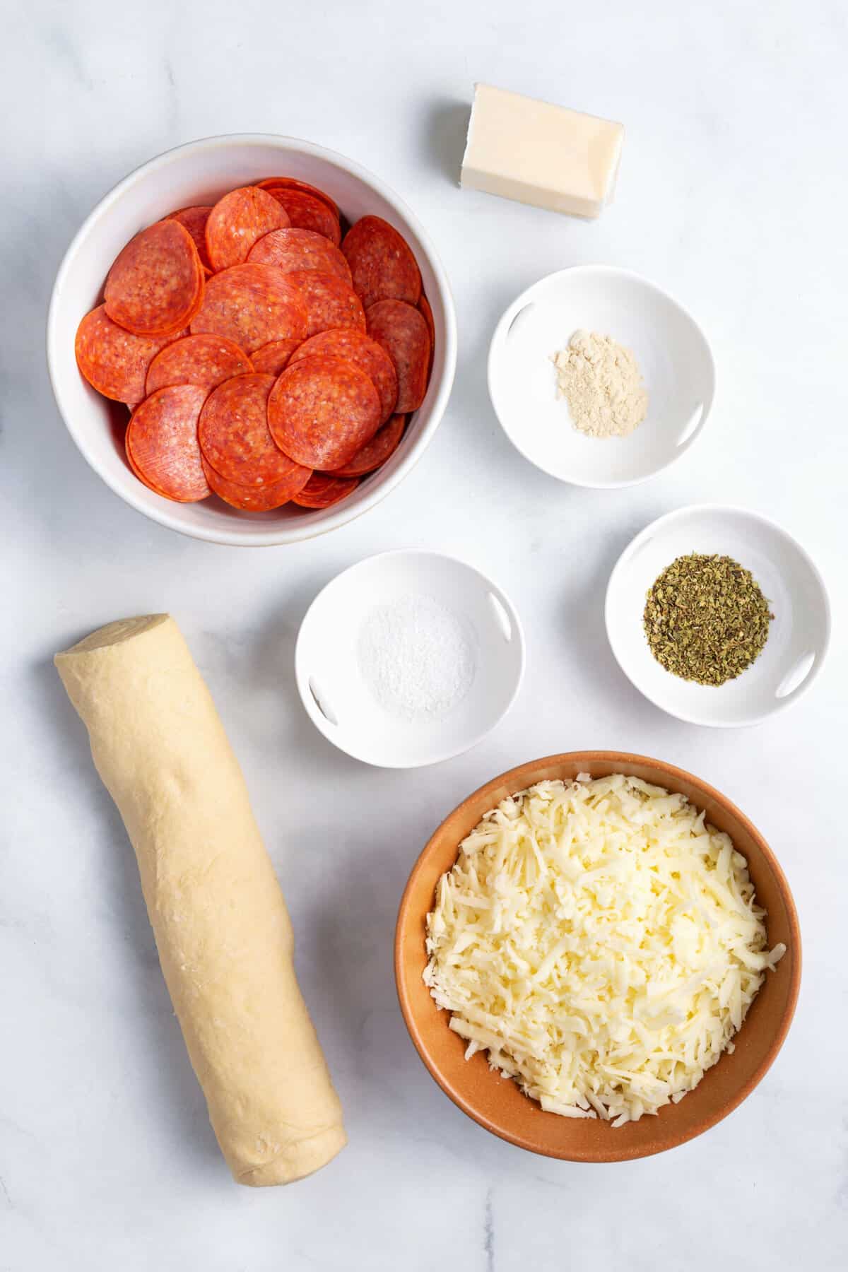 ingredients to make pepperoni rollups