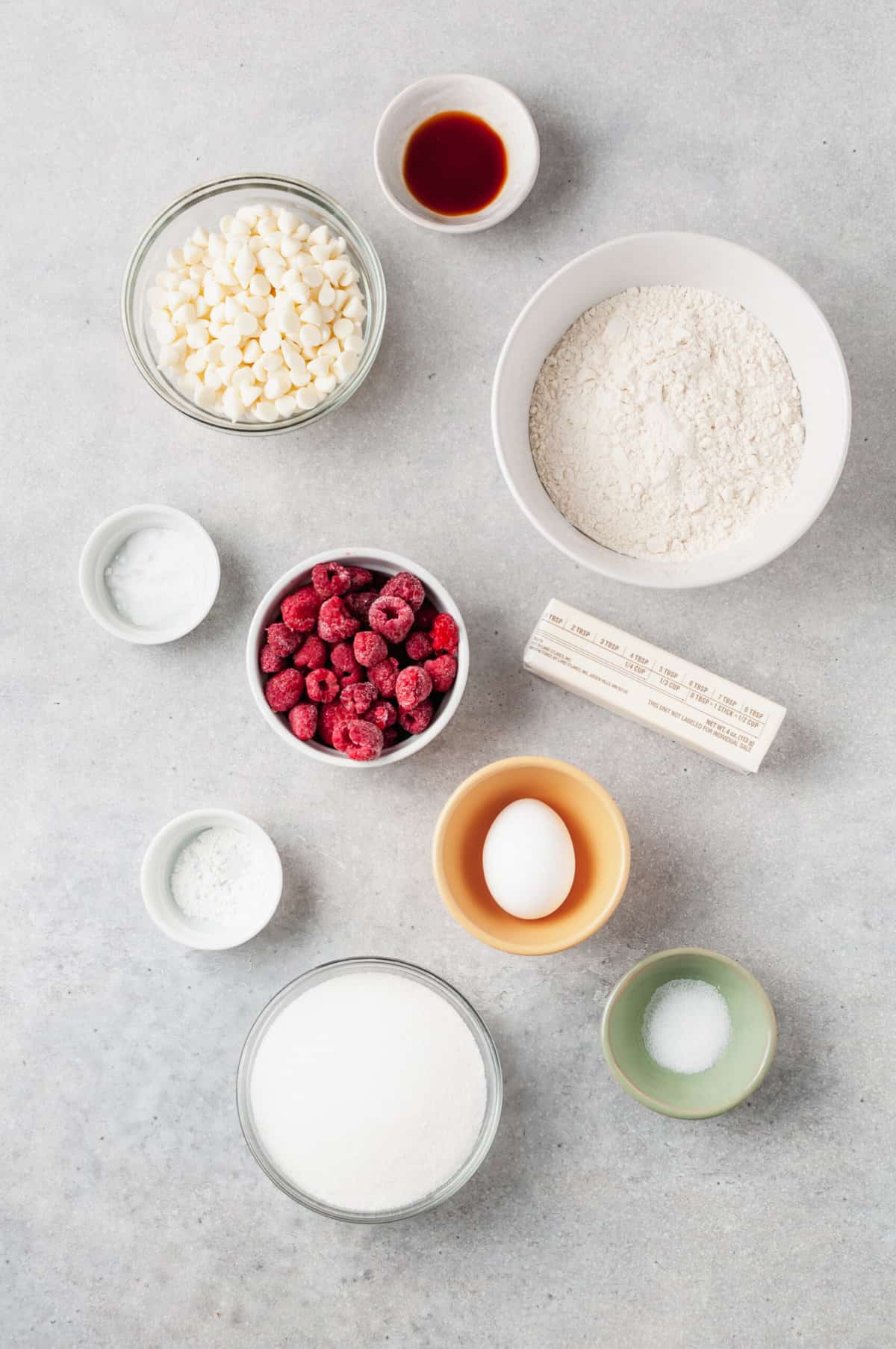 ingredients to make raspberry cookies